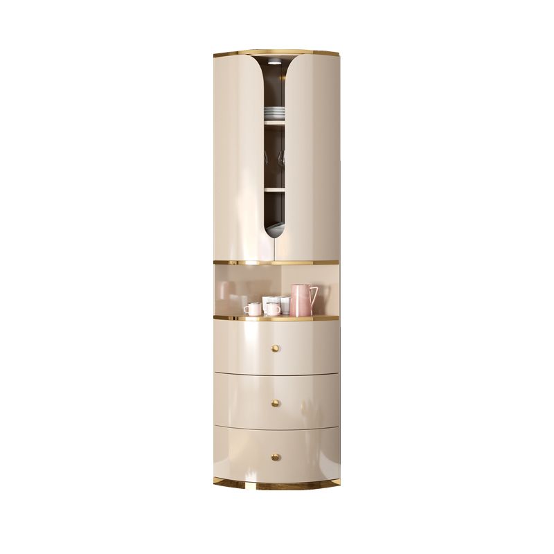 Scandinavian Bombe Accent Cabinet Solid Wood Side Cabinet in White