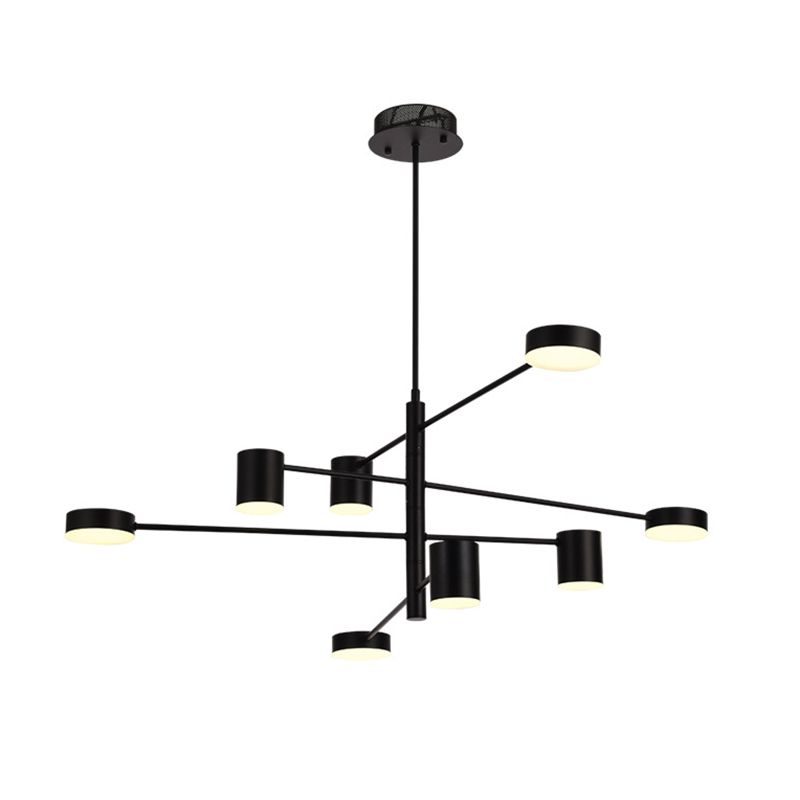 Black Sputnik Pendant Lighting Fixture Modern Style LED Metal Hanging Chandelier