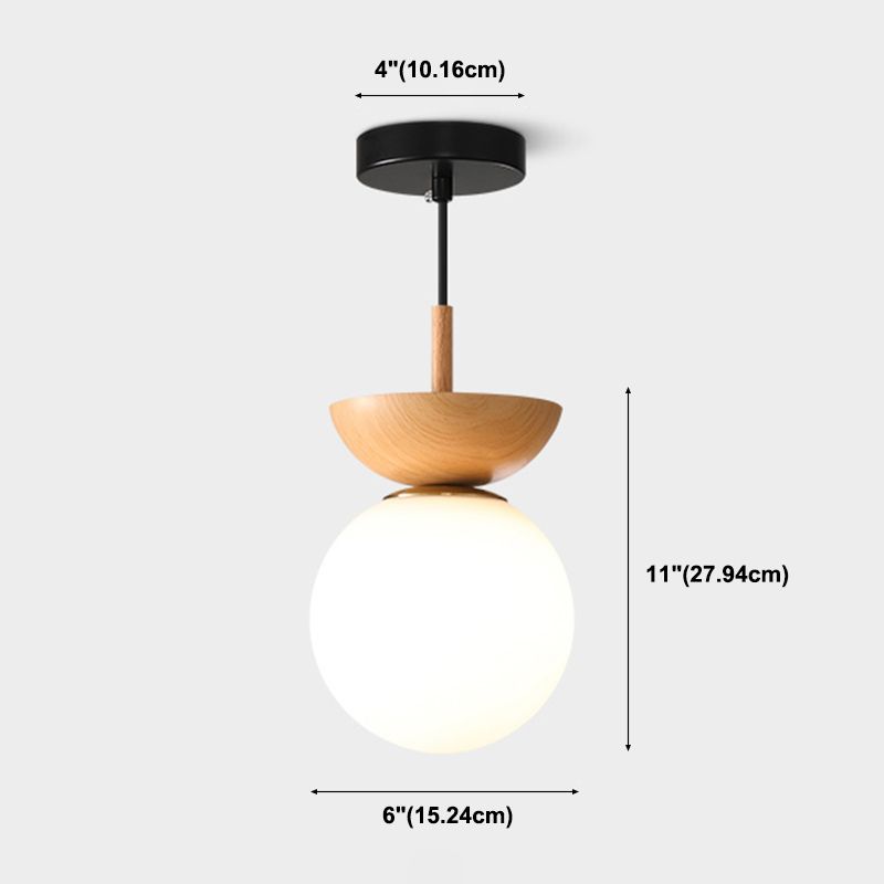 1 Licht 6 "breite Anhänger-Beleuchtungsanlage mit weißem Globus-Glasschatten für das Restaurant