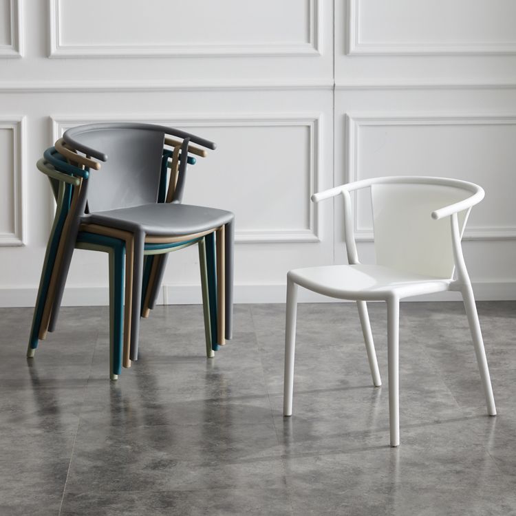 Multicolor Plastic Dining Armchair Contemporary Style Chair for Dining Room