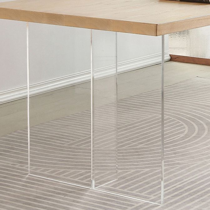 Modern 1/2/4 Pieces Rectangle Dinette Set Ash Wood Dining Table Set with Acrylic Foot