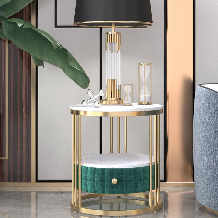 Glam 1 - Drawer Accent Table Nightstand 21.65" Tall Stone Night Table