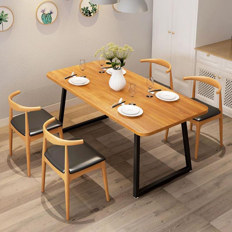 Industrial Rectangle Dining Table Wooden Table with Metal Legs for Kitchen