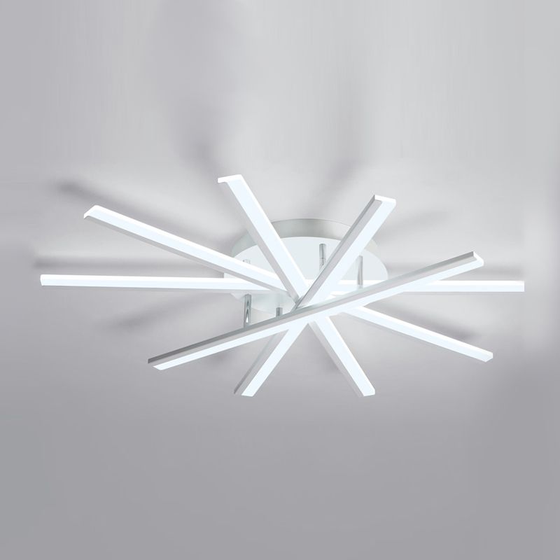 Line Shape LED Ceiling Lamp Modern Iron Flush Mount for Study Bedroom