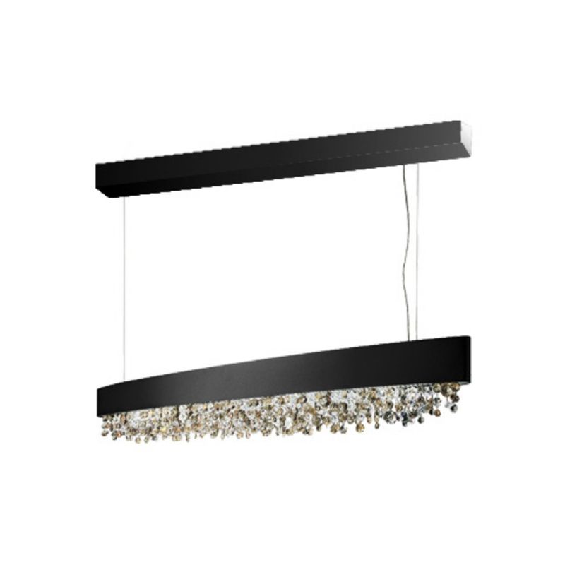 Metal and Crystal Kitchen Island Fixture Linear Ceiling Pendant Fixture