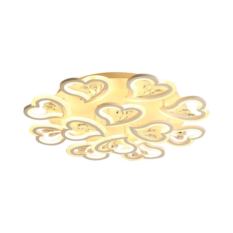 19.5 "/23.5" /31.5 " W Weiß-Herz-Form semi-bündig Licht moderne LED Acryl Deckenlampe mit Kristall-Accent in Warm/Weißes Licht