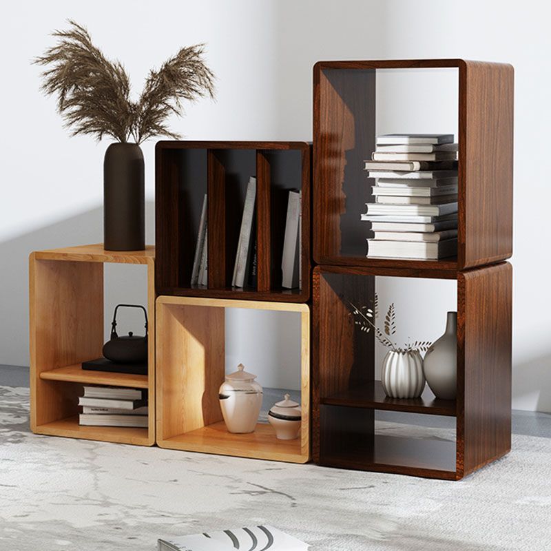 Open Back Cube Bookshelf Wood Contemporary Bookcase for Home