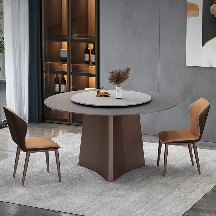 Muebles de la base del pedestal redondo colección de comedor de piedra de estilo de lujo sin platillo giratorio