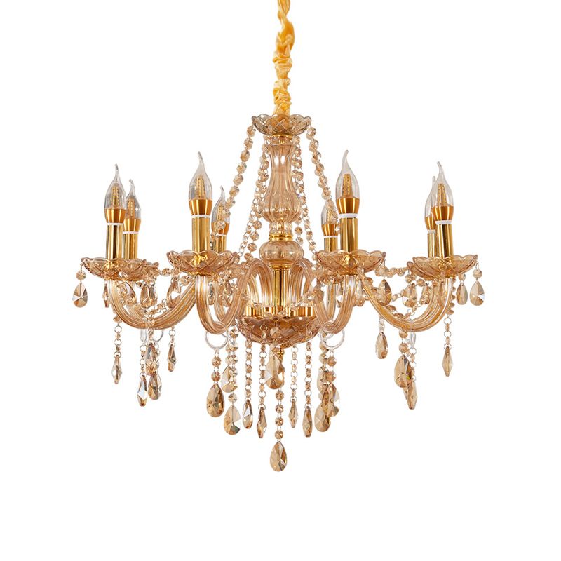Candlestick Chandelier Light Fixture Victorian Crystal Hanging Chandelier for Living Room