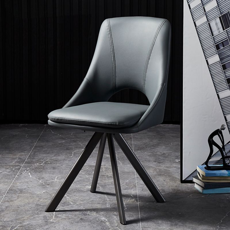 Eigentijds ontwerp open rug dineren stoelen lederen eetkamerstoelen