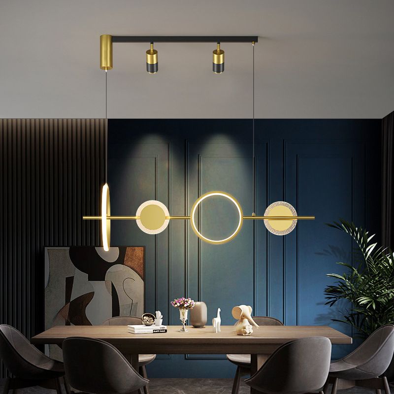 4/6-Light Modernism Golden Kitchen Island Lighting LED Ceiling Light for Foyer