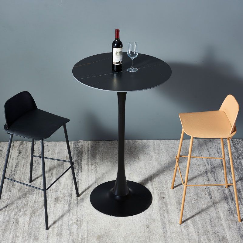 Industrial Iron Bar Table Round Top Indoor 41.3"H Bistro Table with Pedestal