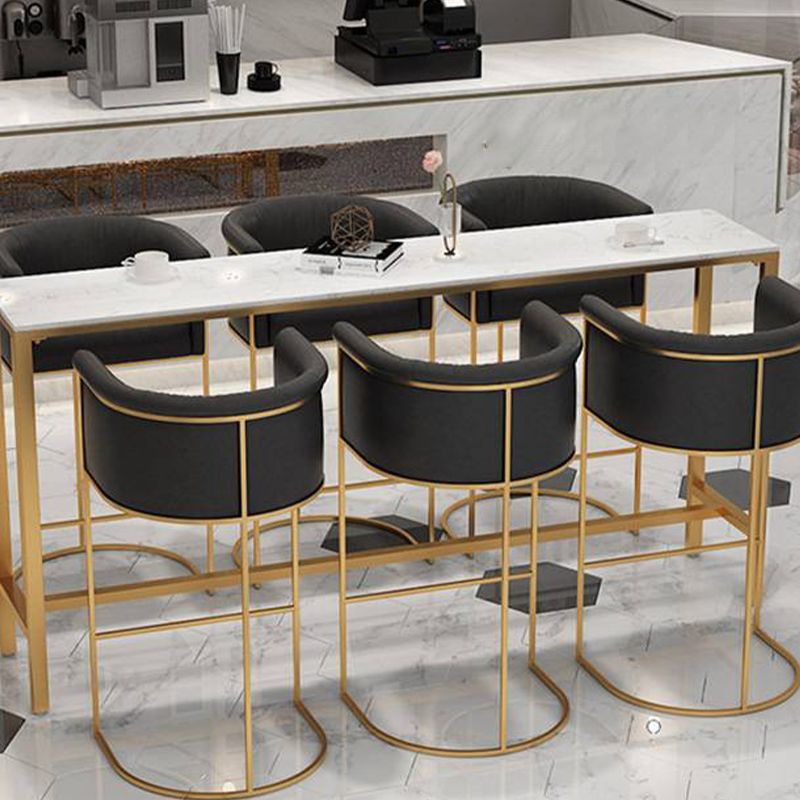 Scandinavian Bar and Counter Stool Low Back Stool with Pedestal Base in Gold