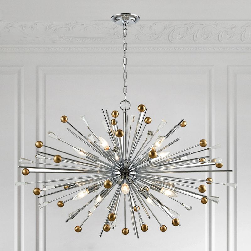 Metaal sputnik kroonluchter designer stijl zilveren suspensie verlichtingsarmatuur voor woonkamer