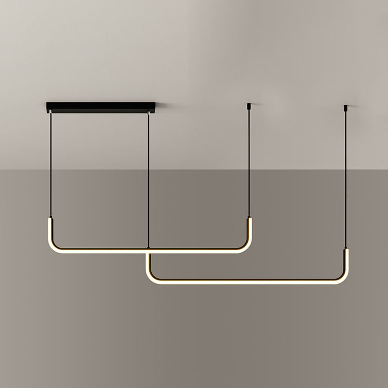 Linear Shape Pendant Lights Contemporary Style Metal Pendant Lighting Fixtures