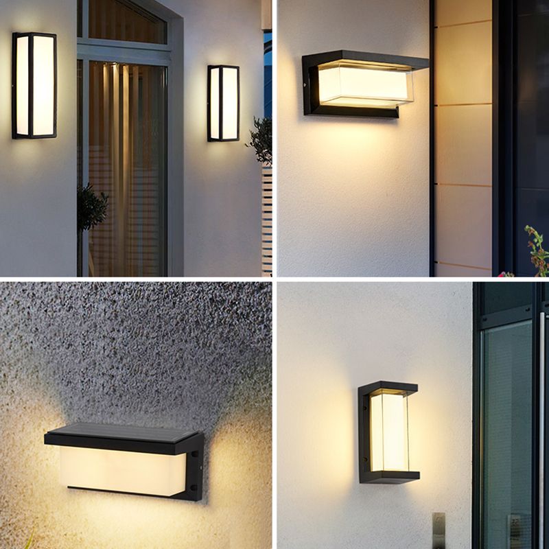 Modern LED Metal Wall Sconce Rectangle Shape Wall Light with Acrylic Shade for Courtyard