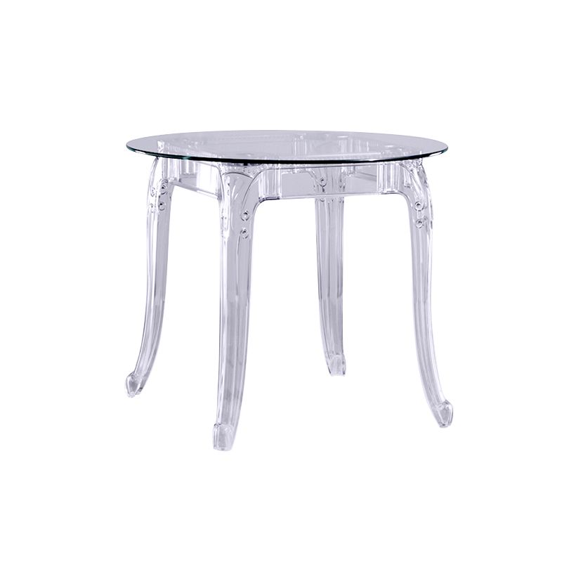 Modern Glass Dining Table Clear Dining Table with Plastic Base