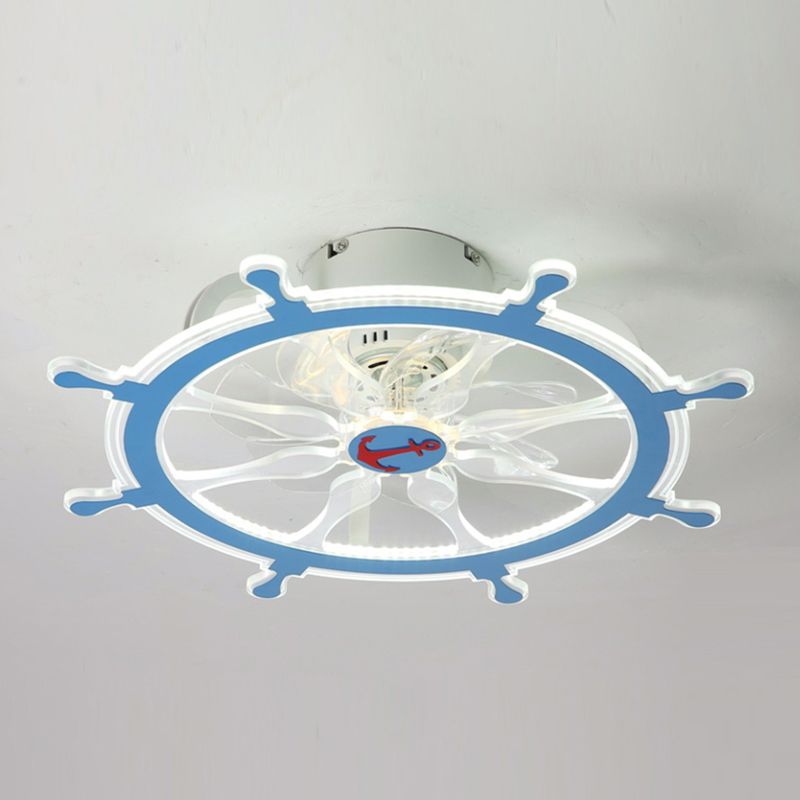 Plafond LED circulaire lampe à fans élégant nordique métal