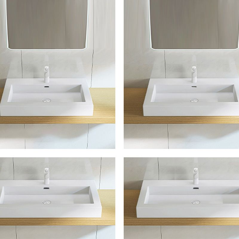Modern Bathroom Sink Man Made Rock Rectangular Vessel Bathroom Sink with Pop-Up Drain