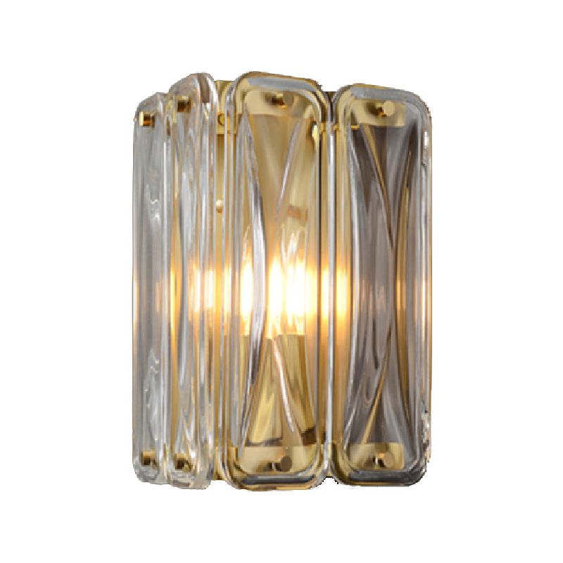 Modern Wall Sconce Metal Geometric Shape Wall Light with Glass Shade for Bedroom