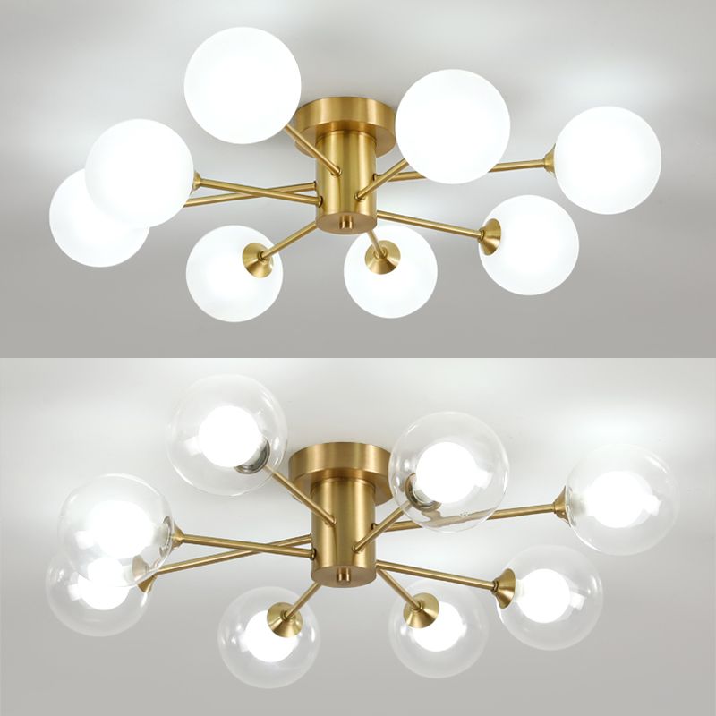 Starburst Ceiling Mount Light Fixture Nordic-Style Glass Semi Flush Mount Lighting