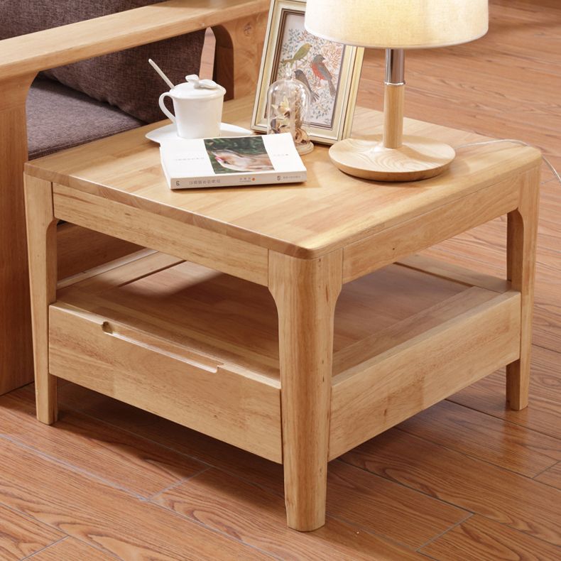 Modern 23.62" Wide End Table Sqaure 4 Legs Side Table with 1 Drawer