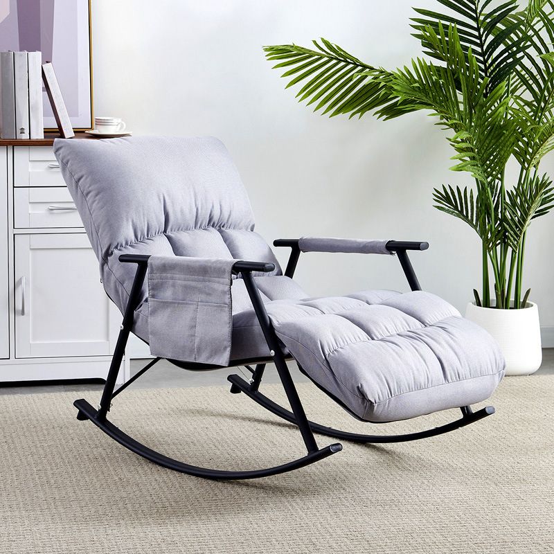Fabric Rocking Chair Modern Pure Color Tufted Cushions Rocking Chair