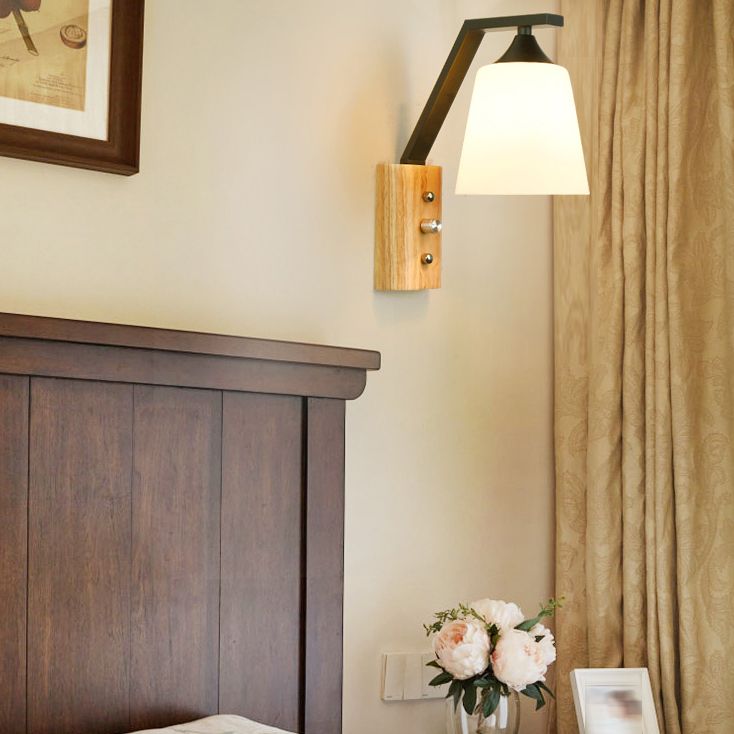 Nordic Style Wooden Wall Light Cylinder Shape Wall Lamp for Living Room
