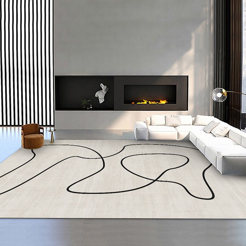 White Modern Carpet Polyester Color Block Carpet Stain Resistant Carpet for Drawing Room