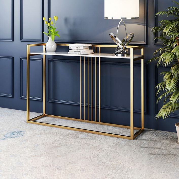12" W Marble Console Table Glam Rectangle Accent Table for Hall