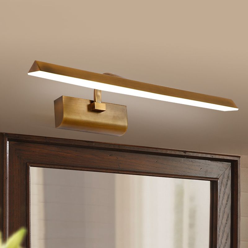 LED Linear Vanity Lamp Traditional Brass Metal Sconce Light Fixture for Bathroom in White/Warm/Natural Light, 16"/20"/24" L