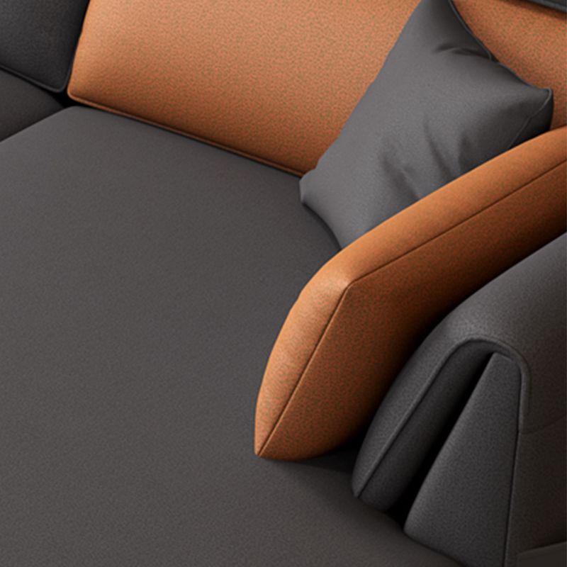 Modern Pillowed Back Cushions Sectional Grey Pillow Top Arm Chesterfield Sectional