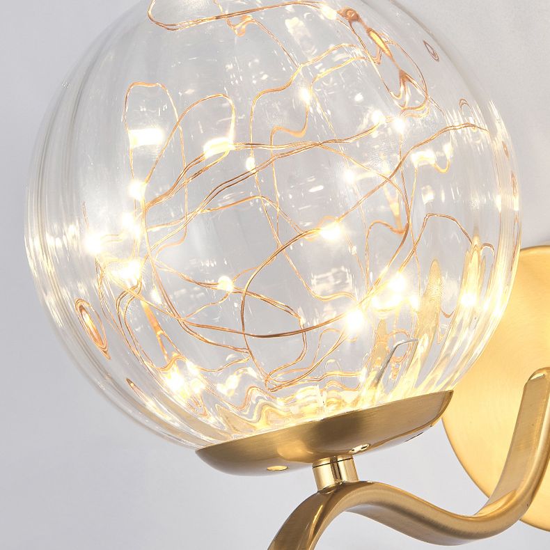 Globe Wrought Iron LED Wall Lamp in Modern Creative Style Glass Wall Light for Interior Spaces