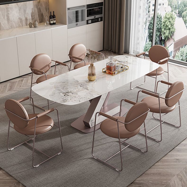 Contemporary 1/4/5/7 Pieces Dining Set Rectangle Dining Table Set with Pedestal Base