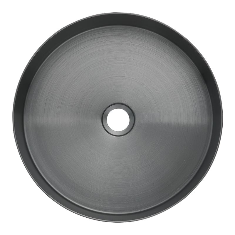 Modern Basin Sink Metal Round with Pop-Up Drain and Faucet Vessel Bathroom Sink