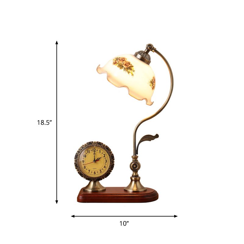 Facetted Crystal Blumentischlampe Landschaft 1 Glühbirnenraum Nachttisch Lampe in Rotbraun mit Uhrdesign