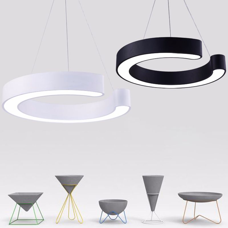Minimalist C Shaped Hanging Lighting Acrylic Office LED Commercial Pendant Light Fixture