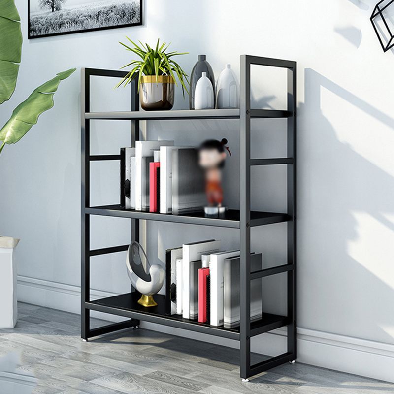 3/4/5-Shelf Iron Etagere Bookshelf Black and White Vertical Bookcase for Living Room