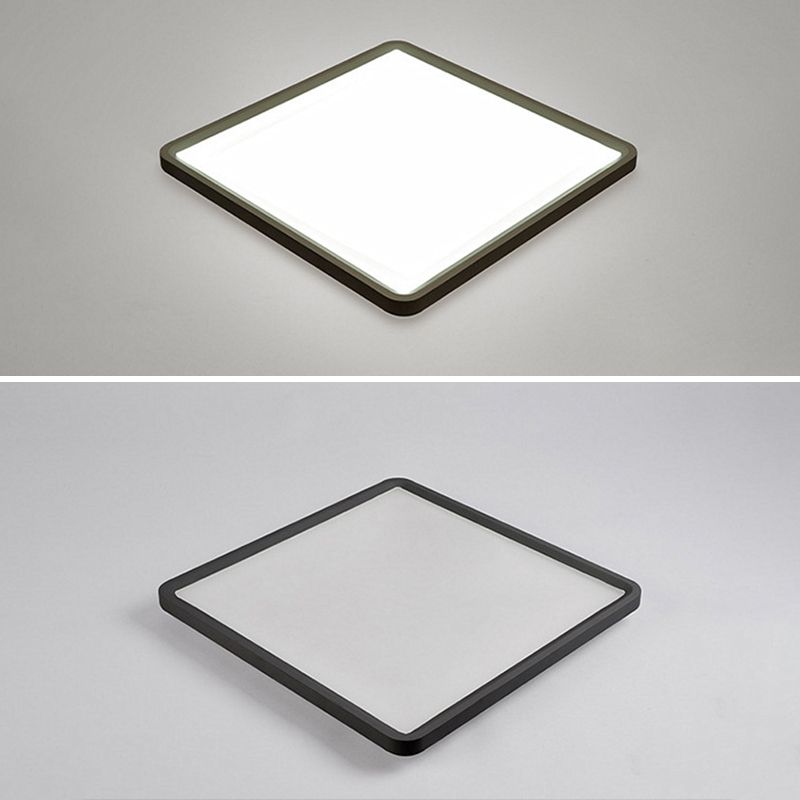 Acrylique simple rectangulaire LED plafonnier style nordique salon encastré noir luminaire