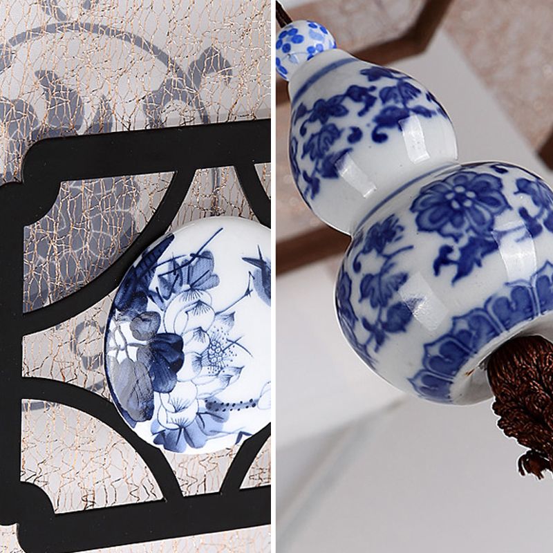 Plafonniers de style asiatique avec abat-jour en tissu pour salon et salle à manger