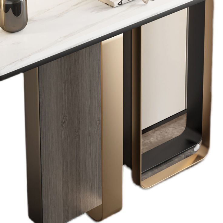 Glam White Accent Table Scratch Resistant Sofa Console Table for Hall