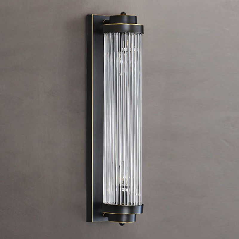 Modern Style Cylinder Wall Sconce Crystal 2 Light Sconces for Living Room