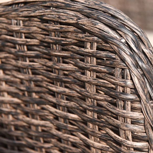 Rattan Patio Dining Table Set 1/3 Pcs Glass Top Table with Upholstered Chairs