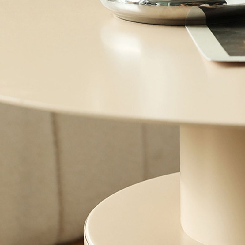 Mid-Century Modern Round Top Coffee Table Iron Pedestal Cocktail Table
