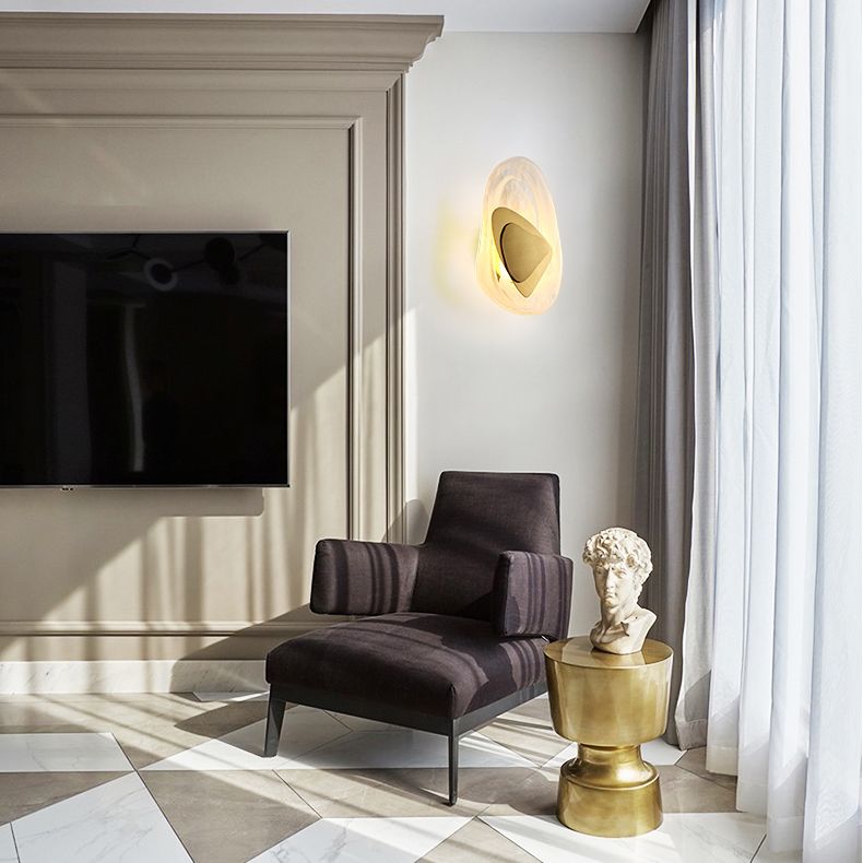 1-Light Wall Sconce Lighting Modern Style Ellipse Clear Crystal Wall Lamp in Black and Gold