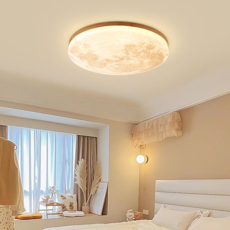 Japanese Style Wooden Ceiling Light Round Shape Ceiling Lamp for Living Room