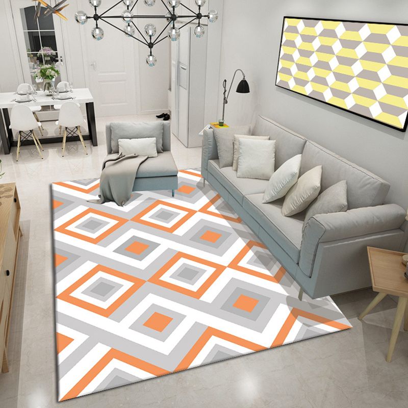 Bold Color Block Geometric Rug Multi Color Modern Rug Polypropylene Machine Washable Non-Slip Stain Resistant Rug for Living Room
