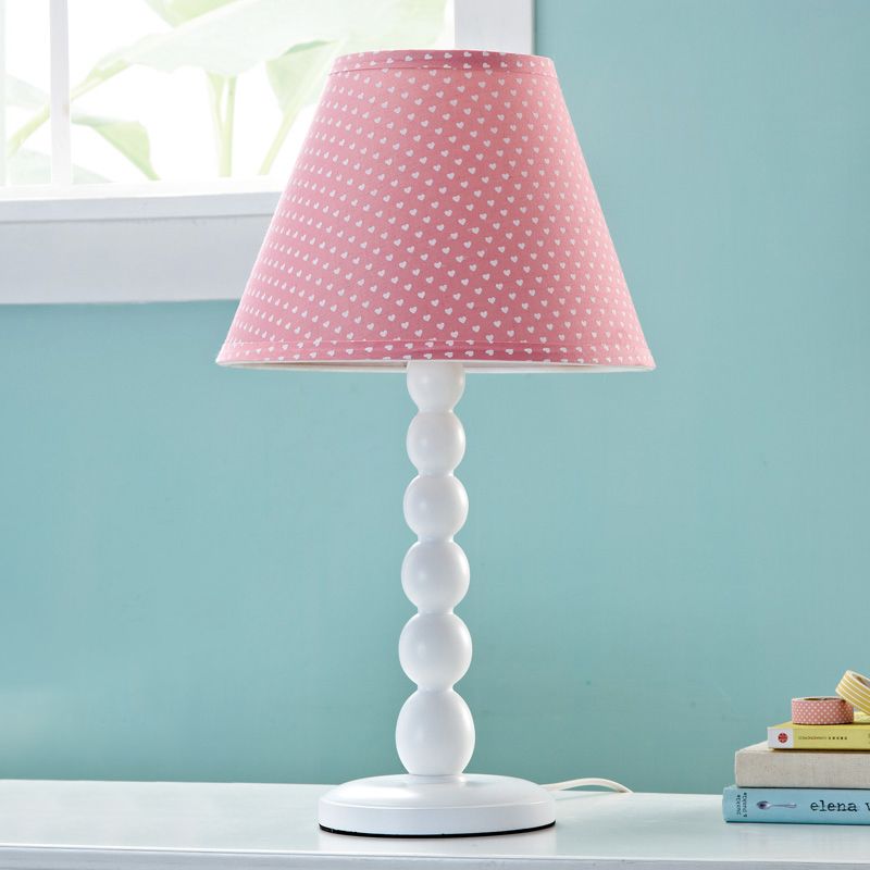 Pink Barrel Shape Desk Light moderne 1 tête de tête de table de chambre à coucher lampe avec teinte en tissu