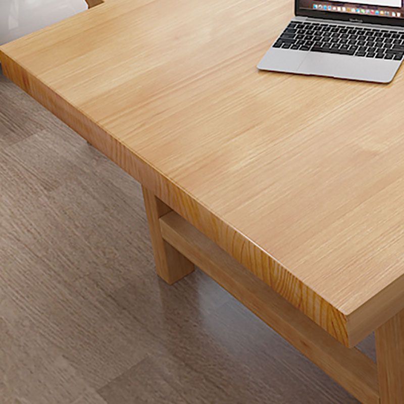 Pine Wood Top Dining Table Traditional Luxury Table with Solid Wood Sled Base