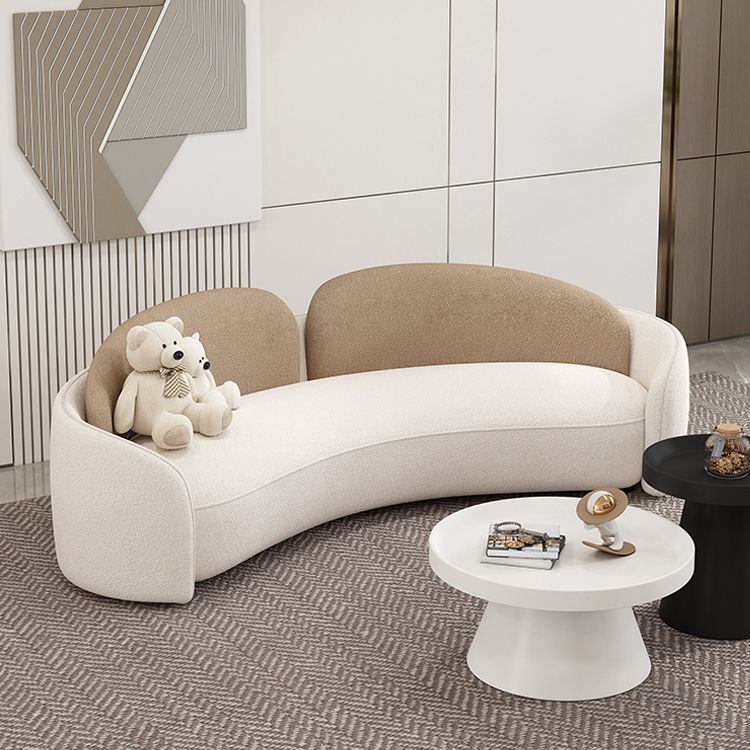Scandinavian Settee Fabric Tuxedo Arm Cushions Living Room White Seating